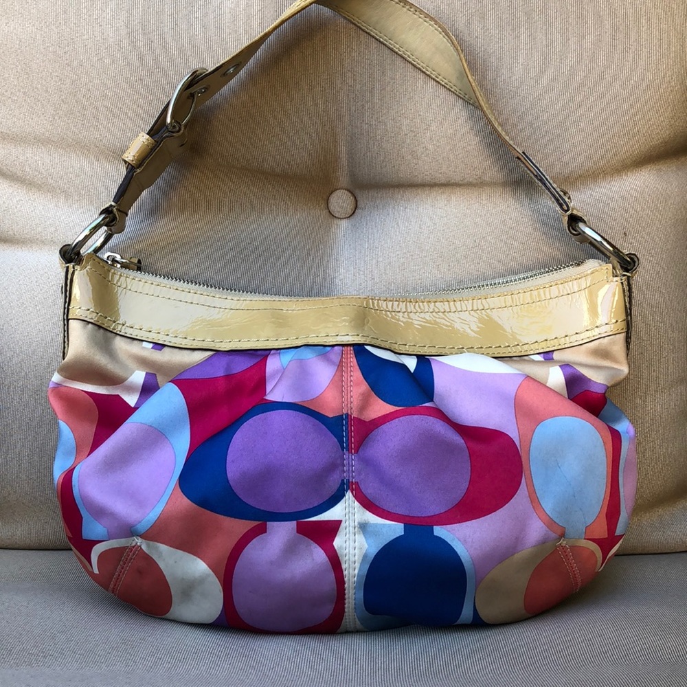 (1090) Coach Soho Pleated Scarf Sateen Shoulder Bag